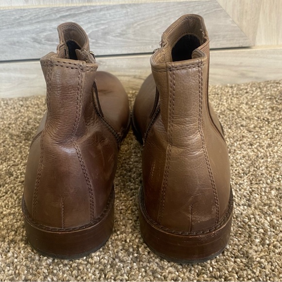 Johnston & Murphy Light Brown Taupe Leather Zip Ankle Boot 7 Leather Sole - Picture 11 of 14